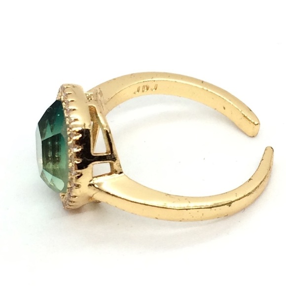 JOY DRAVECKY CHLOE HEXAGON RING OMBRE GREEN GOLD PLATED BRASS - Picture 4 of 10